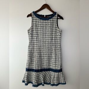 Karl Lagerfeld Paris Tweed blue/white Sleeveless Dress size 6
